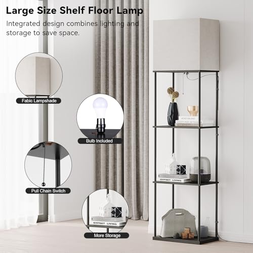Large Size Floor Lamp with Shelves