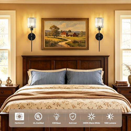 Hardwired Crystal Wall Sconces Set of 2 (2 Count)
