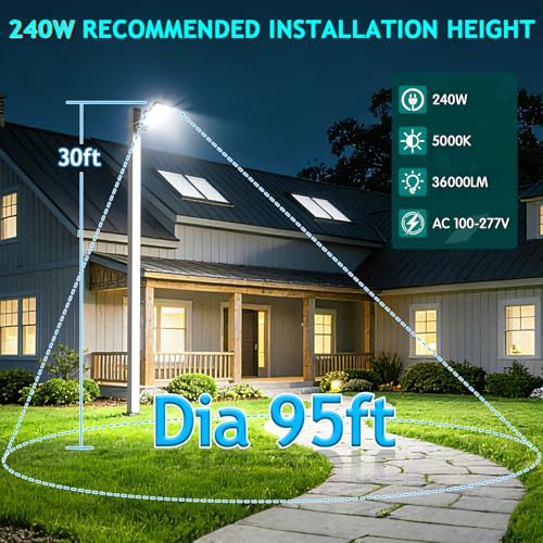 240W LED Parking Lot Light Outdoor Dusk to Dawn Photocell 5000K
