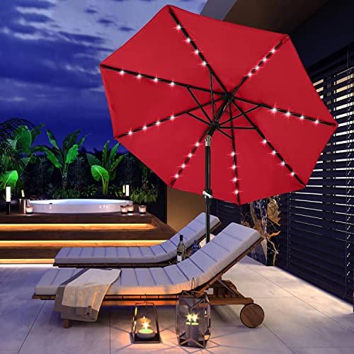 Solar Led Patio Umbrella with 32 Lights 9FT