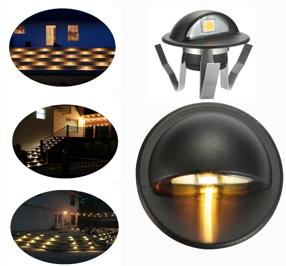 Pack of 6 Warm White LED Deck Lights kit Φ1.38 Outdoor Garden Yard Decoration Lamp Recessed Pathway Step Warm White LED Lighting (6 Count)