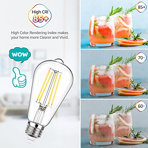 Dimmable Vintage LED Edison Bulbs 60W Equivalent 6W 850 Lumens (12 Count)