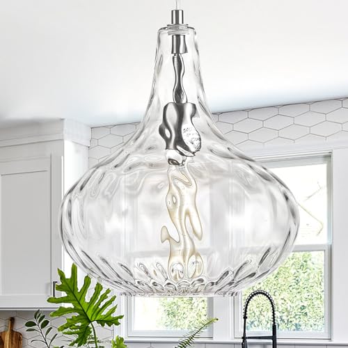 11" Brushed Nickel Hammered Glass Pendant Light