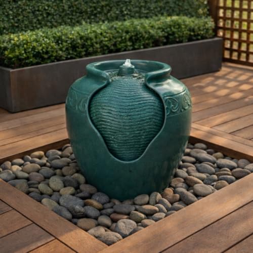 Floor Glazed Pot Water Fountain with Built