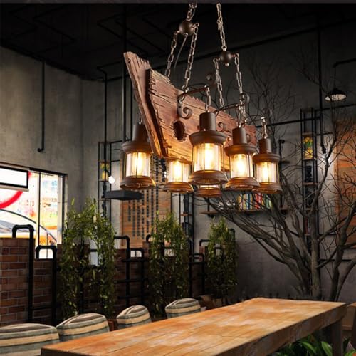 Industrial Wooden Pendant Light