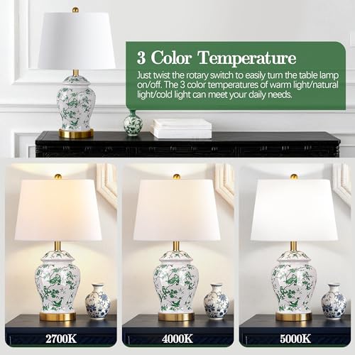 Large Chinoiserie Ceramic Table Lamps Set of 2 for Living Room (2 Count)