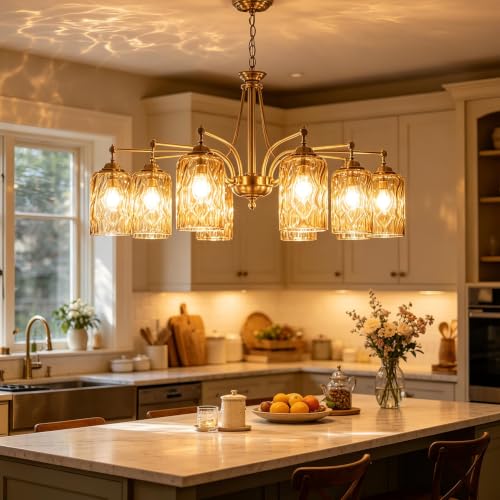 Glass Lamp Shade Replacement 6Pc Amber Hammered 3.94" W x 5.9" H (6 Count)