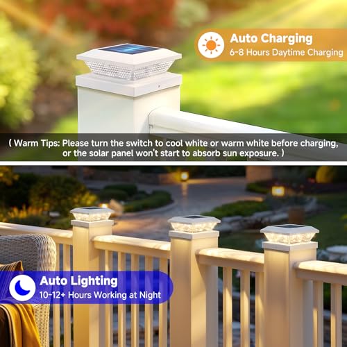 4x4 Solar Post Cap Lights Outdoor 8 Pack (8 Count)
