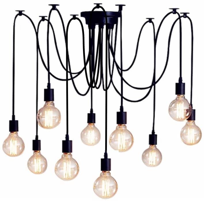 10 Arm Spider Light Fixture Industrial DIY Chandelier Pendant Lamp