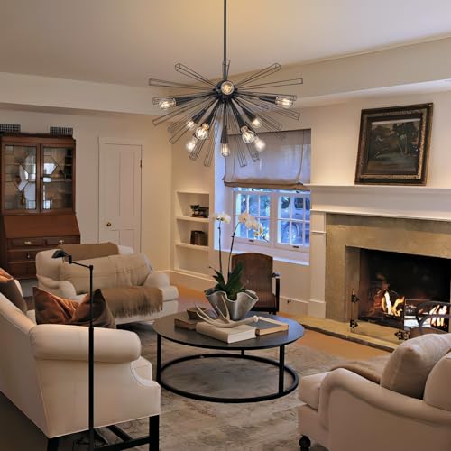 10 Light Black Sputnik Chandeliers