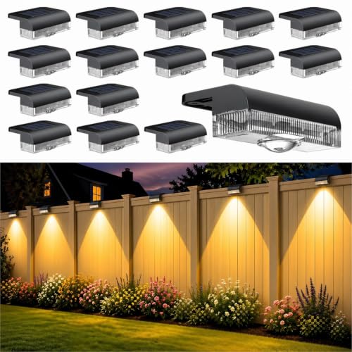 16PK Solar Fence Lights Outdoor Waterproof (16 Count)