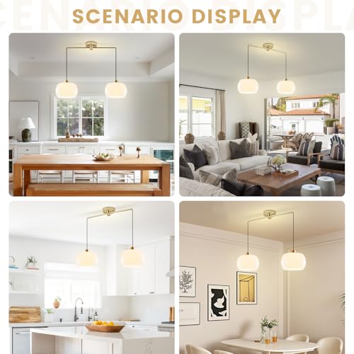 2 Light Milk Glass Pendant Light for Kitchen Island