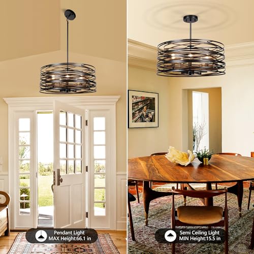 5 Light Drum Chandelier for Dining Room