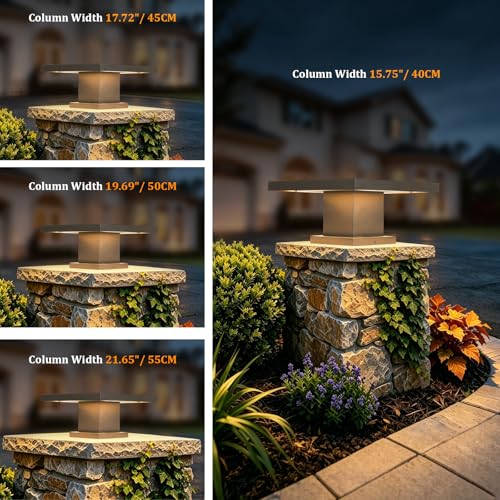 Outdoor Post Lights Modern 3000K LED Column Caps Lights Waterproof Outside Housing Pillar Lights Hard Wired Landscape Pathway Lamp Fence Deck Caps Lanterns For Gate Mailbox Pier Pedestal Lighting