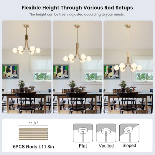 Gold Chandelier Mid Century Light Fixture Sputnik Chandelier Foyer Lighting