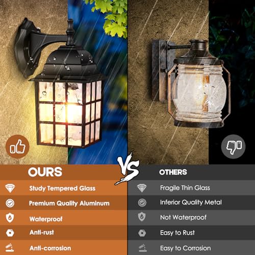 2 Pack Dusk to Dawn Outdoor Wall Lantern (2 Count)