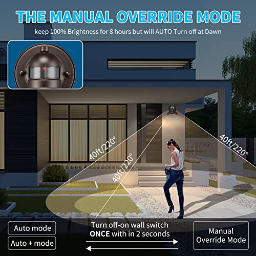 Dusk to Dawn Motion Sensor Outdoor LED Barn Light Fixture Brown
