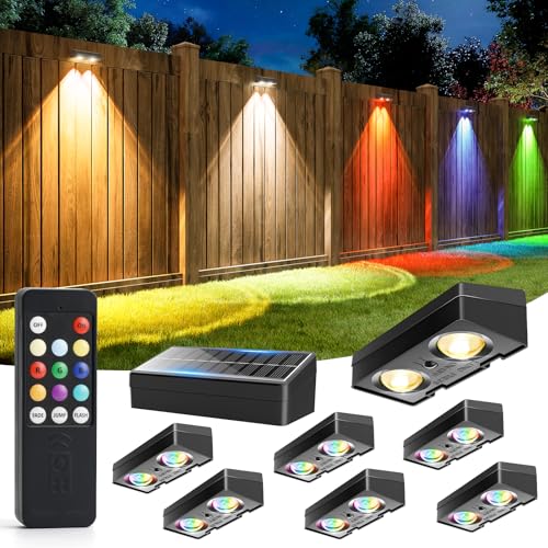 Fence Lights Solar Powered with Remote (8 Count)