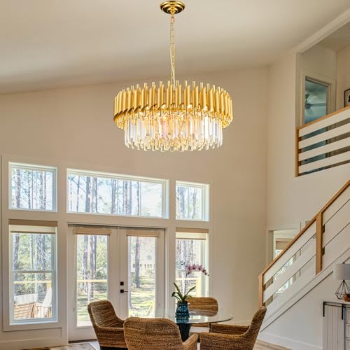 Gold Crystal Chandelier Round Chandeliers 24" with 5