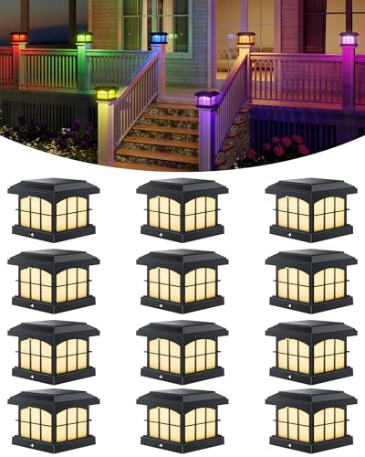 RGBCW Solar Post Cap Lights 12 (12 Count)