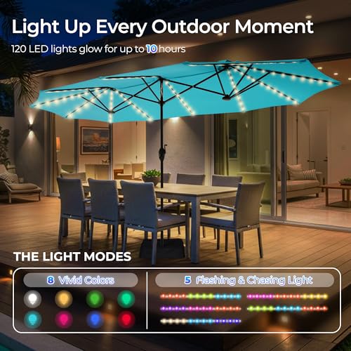 13ft Outdoor Patio Umbrella with Solar Lights