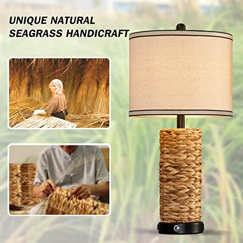 Rattan Table Lamps Set of 2