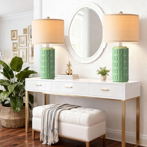 23" Farmhouse Modern Ceramic Table Lamp Set of 2 (2 Count)