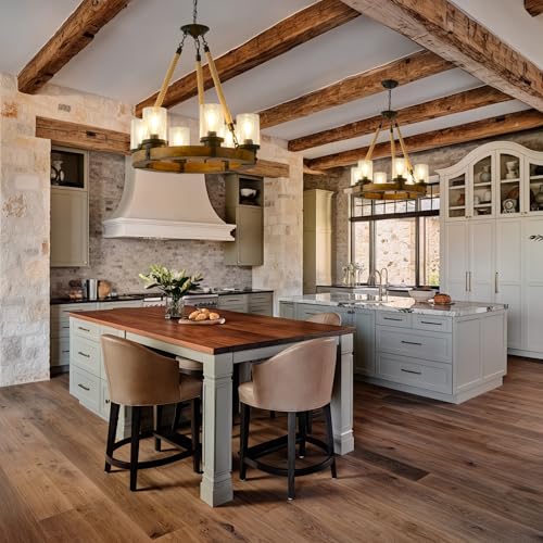 Rustic 6 Light Wagon Wheel Chandelier