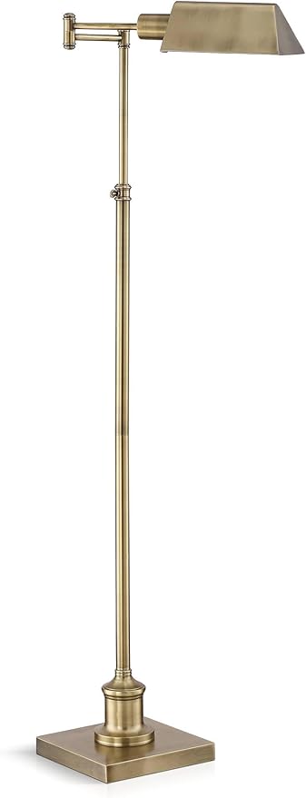 Regency Hill Jenson Traditional Farmhouse 54" Tall Standing Floor Lamps Set of 2 Lights Swing Arm Pharmacy Task Adjustable Gold Metal Aged Brass Finish Living Room Bedroom House Reading Office Home