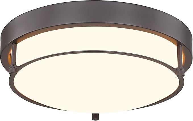 12 inch Flush Mount Ceiling Light, 2-Light Close to Ceiling Light Fixtures with Oil Rubbed Bronze Finish for Bathroom Bedroom Kitchen Hallway, 4822-ORB - Aura Lighting