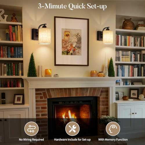 8 Inch Battery Operated Wall Sconces Set of 2 (2 Count)