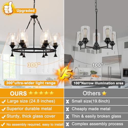 25" Modern Black Chandelier for Dining Room