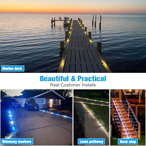 Solar Driveway Dock Deck LED Outdoor Lights 2 Colors Modes 16 Pack