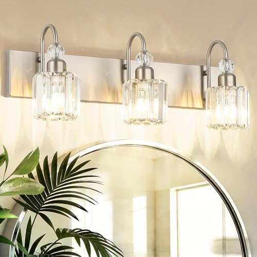 Brushed Nickel Vanity Light for Bathroom Crystal 3