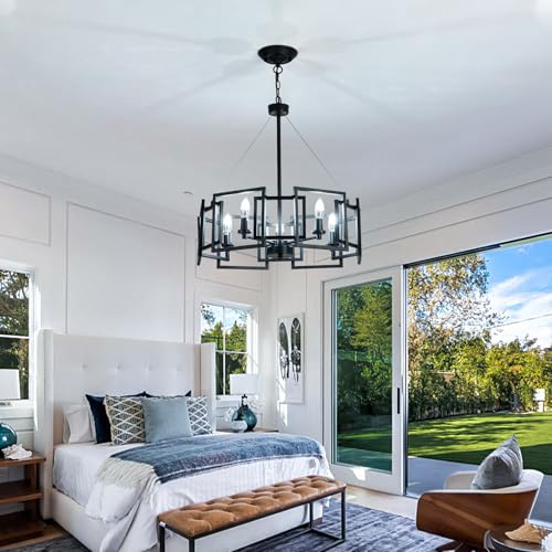 Modern Chandelier Black Geometric Pendant Lighting Fixture 5