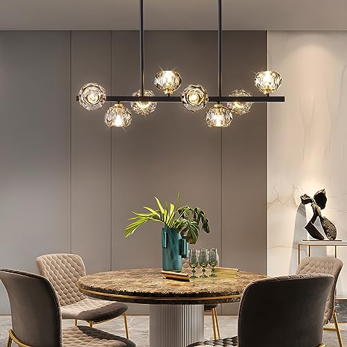 Modern Crystal Chandelier Dining Room Light fixtures Black Chandeliers with Crystal Ball Shade 8