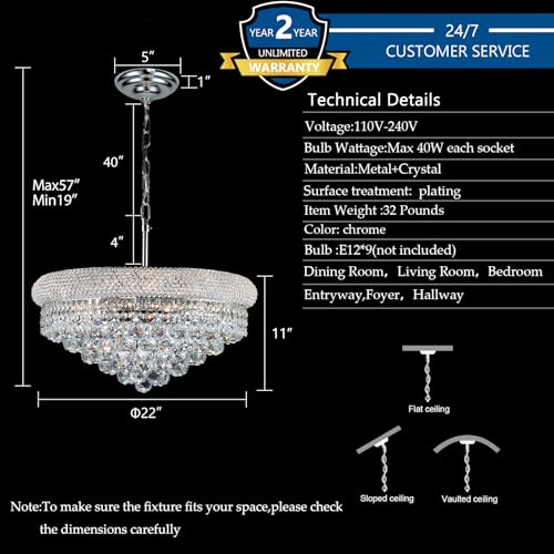 Chrome Crystal Chandeliers for Dining Room