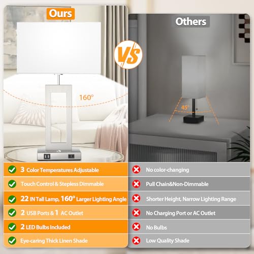 22’’ Touch Control Table Lamps Set of 2 (2 Count)
