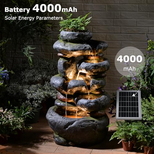29.5''Tall Rock Solar Water Fountain Outdoor Garden Feature
