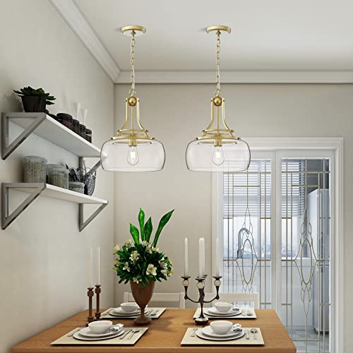 Chandelier Rustic Farmhouse Industrial Round Ceiling Pendant LED Light Fixture with Clear Glass Shades for Dining Room Kitchen Island Foyer Entryway