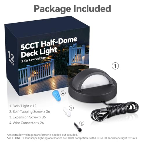 12 Pack 5CCT 3.74inch Low Voltage LED Deck Lights (12 Count)