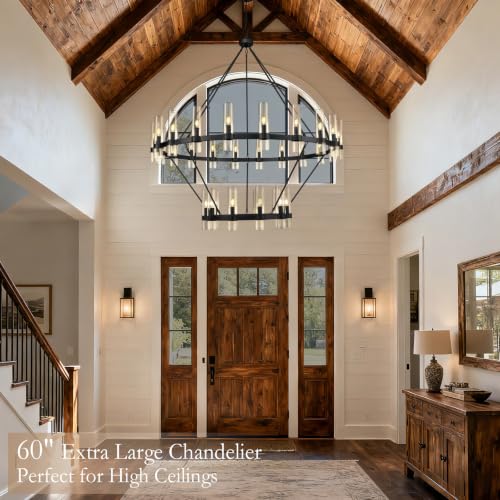 Black Wagon Wheel Chandelier 2 Tier