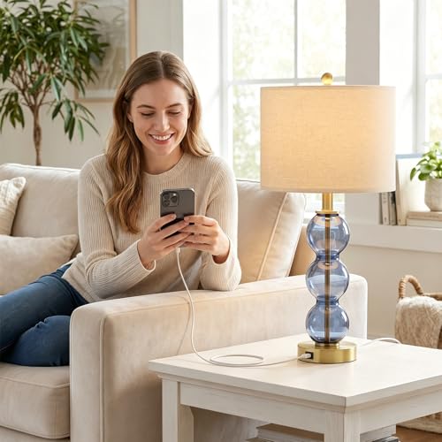 25" Blue Table Lamps for Living Room