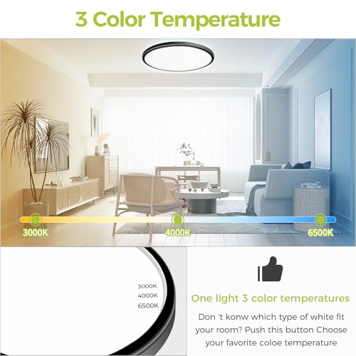 1PACK Flush Mount LED Ceiling Light Fixture Black