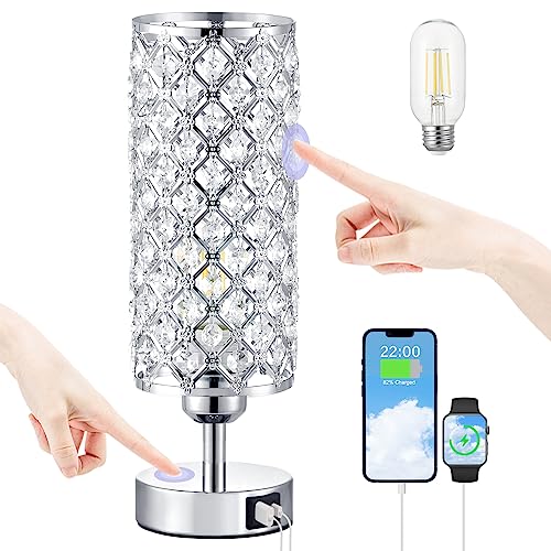 Sliver Crystal Table Lamp with Touch Control