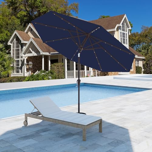 9FT Patio Umbrella with Solar Lights