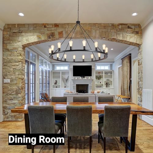 Wagon Wheel Chandelier 16 Light 47" Farmhouse Chandelier for Dining Room