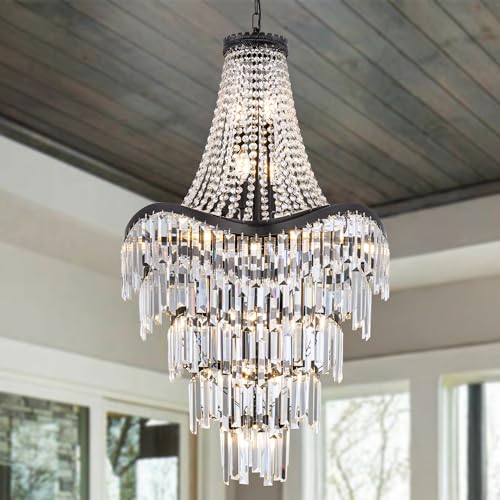 Black Modern French Empire Crystal Chandelier