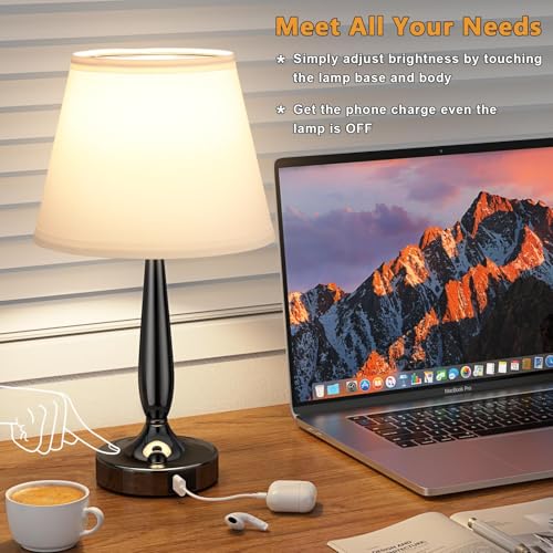 Touch Bedside Lamps for Bedroom Set (2 Count)