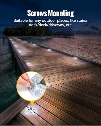 Solar Driveway Dock Lights Outdoor Waterproof 12 Pack (12 Count)